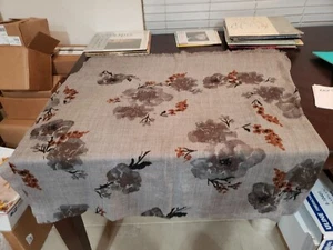 80" X 36" Shawl Scarf Light Grey with Flower print and fringed edging - Picture 1 of 9