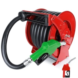 Red Diesel Fuel Hose Reel Retractable 1" x 50' Spring Driven Auto Swivel Rewind - Picture 1 of 8