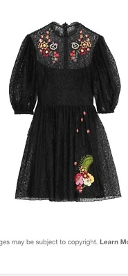 Mini vestido para mujer Temperley London negro recortado floral bordado talla 10 Foto 1 de 4