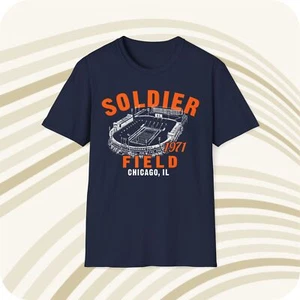 Throwbackmax Soldier Field 1971 Classic Cut Football T-Shirt - Chicago Bears - Picture 1 of 6
