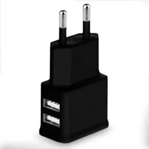 2-Port USB Ladegerät Netzteil Adapter EU-Stecker Universal Für Handy 5V Schwarz - Bild 1 von 3