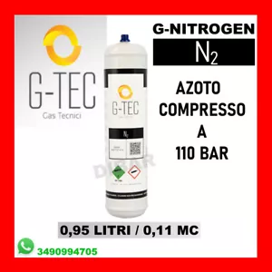 BOMBOLETTA G-NITROGEN AZOTO COMPRESSO A 110 BAR VALVOLA M10X1 DA 0,11 MC 0,95 LT - Bild 1 von 2