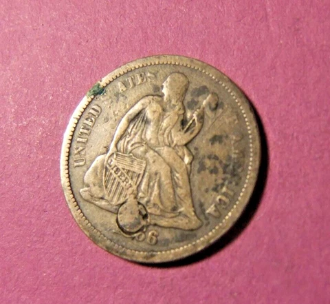 VERY RARE 1866 USA 1 Dime Coin Cover
