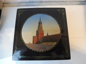 Schöne , alte , russische Lackdose ,feine Lackmalerei , Türme der Kremlmauer - Picture 1 of 6