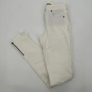Vince Jeans Women's 27 White Denim Slim Low Rise Ankle Zip Skinny Leg DV117-2241 - Picture 1 of 15
