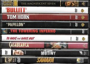 Bogart, McQueen, Gregory Peck, Paul Newman, John Wayne DVDs, combined shipping