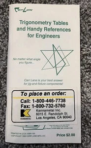 Carr Lane Trigonometry Tables and Handy References for Engineers 1995 - Picture 1 of 4