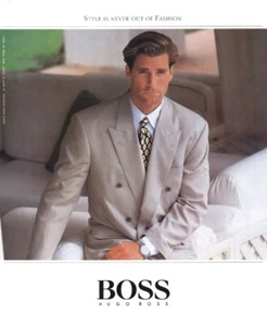 1989 Hugo Boss moda Michael Flinn anuncio de revista de 1 página - Imagen 1 de 1