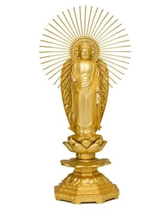 Buddha statue Amida Nyorai Gosai 19.5cm gold plated/24K gold Buddhist sculptor - Picture 1 of 9
