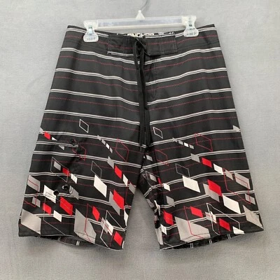 Anchor Blue Board Shorts Mens 30 Abstract Black Red 11" Inseam Mesh Lining Cargo - Image 1 of 4