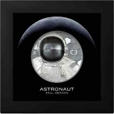 2024 Cook Islands CIT Real Heroes ASTRONAUT $20 3 oz Silver BlackProofCoin inBox - Image 1 of 4