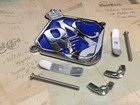 RAC-CAR-BADGE-BAR-BADGE-CHROME-PLATE-BLUE-BACKING OUTER HOLES AA