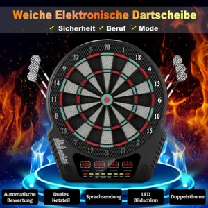 Elektronische Dartscheibe Profi Dartboard 4-LED 6 Pfeile 243-Spiele Dartboard - Bild 1 von 14