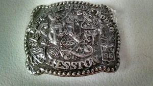 National Finals Rodeo Hesston 1985 NFR Adult Cowboy Buckle, Vintage, sealed - Picture 1 of 2