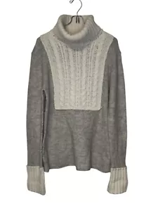 Tory Burch Damen Pullover Zweifarbig Rollkragen Langarm Weizen Creme Medium - Bild 1 von 10
