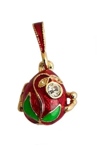 Ciondolo Uovo Stile Fabergé Rosso Verde - Copia Uovo Fabergé - Bild 1 von 1