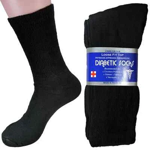 Diabetic Socks, Non-Binding Circulatory Cushion Cotton Crew Socks for Men Women - Picture 1 of 2