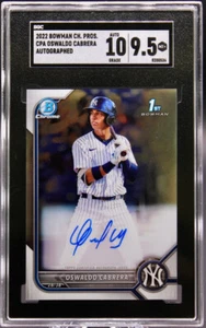 2022 Bowman Chrome Prospects 1st Oswaldo Cabrera! Auto! Mint 9.5! Yankees! - Picture 1 of 2