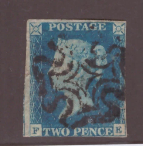 Great Britain Scott#2 2p F-E Black Maltese Cross cancel wmk.18 used Scott=$700 Cover