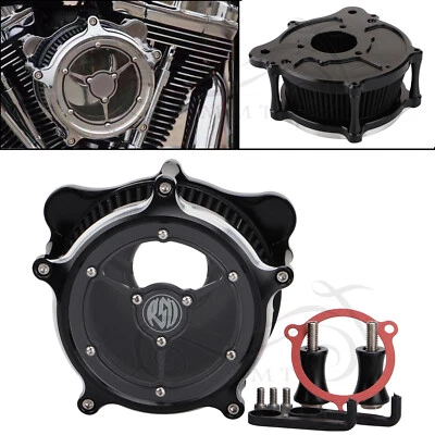 Clear Aluminum Air Cleaner Black Intake Filter For Harley Electra Glide Touring Foto 1 de 4