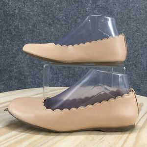 Lauren Conrad Shoes Womens 7 M Giselle Ballet Flats Scalloped Taupe Faux Leather - Picture 1 of 16