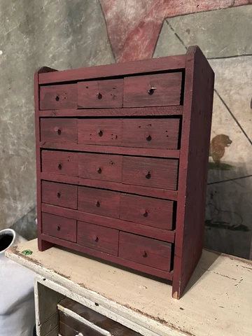 1910s Red Crate Cabinet Apothecary Industrial Card Catalog Country Farmhouse Cover