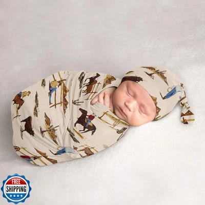 Sweet Jojo Designs Salvaje Oeste Vaquero Bebé Niño Cocoon y Gorro Conjunto de 2 piezas Je Foto 1 de 4