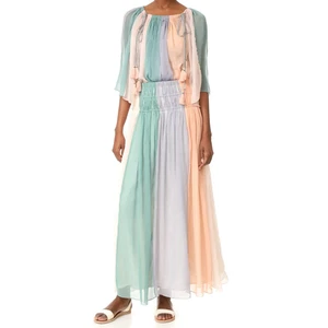 Antik Batik 2-teiliges Chiffon Pastell Bluse & Rock Set Quasten Größe 38 Small - Bild 1 von 13