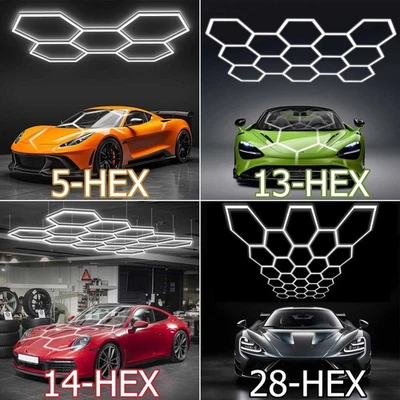 Hexagon Garage Lights 3-39 Grids LED Honeycomb Hex Light for Garage Car Shop Gym - Image 1 of 4
