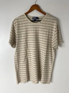 Vintage Polo Ralph Lauren 100 % Baumwolle T-Shirt hellbraun groß aztekisch gestreift Made in USA - Bild 1 von 6
