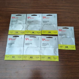 Scientific Anglers Absolute Trout Leader - 7pk Assorted -7.5ft, 0X-6X- FREE SHIP - Picture 1 of 4