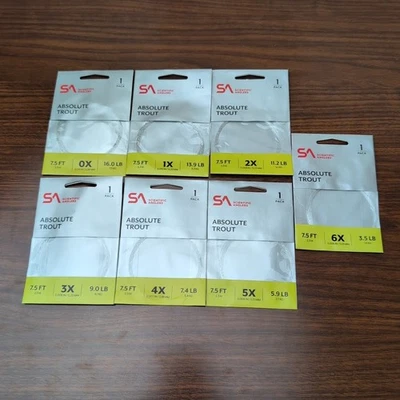 Scientific Anglers Absolute Trout Leader - 7pk Assorted -7.5ft, 0X-6X- FREE SHIP - Image 1 of 4