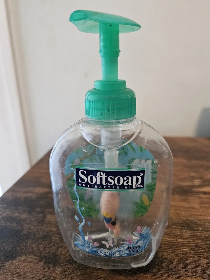 SoftSoap Hand Soap Dispenser Red Parrot Animal Inside Bottle - Vintage - Empty - Image 1 of 4