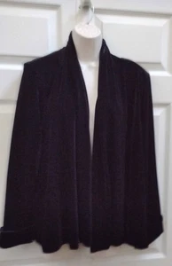 Velvet Jacket Black Vintage Size 8 Medium Evening Open Front Swing Style Cuffs  - Picture 1 of 13