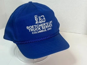 Vintage BLTS Boetcher's Lift Truck Service Blue Snapback Rope Hat Columbus, Ohio - Picture 1 of 10
