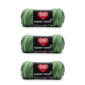 Red Heart Super Saver Yarn, 3 Pack, Green Tones 3 Count - Picture 1 of 9