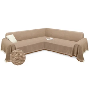 Sectional Couch Covers Boho L Shape Sofa Cover with Simple Tassel Soft Revers... - Picture 1 of 6