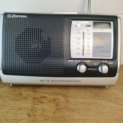 Emerson RP6251 AM/FM Weather Band Portable Radio w/Digital Clock Antenna Camping - Image 1 of 4