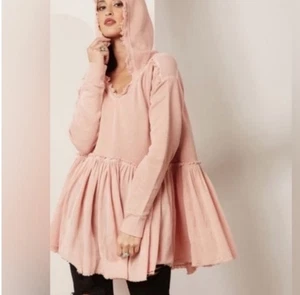 Nuevo Free People Summer Dreams Rosa Talla Grande S Sudadera con Capucha Nuevo con Etiquetas - Imagen 1 de 8
