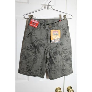 Wrangler Jeans Boy's Gray Pirate Map Print Cargo Shorts Sz 10 Reg NEW - Picture 1 of 3
