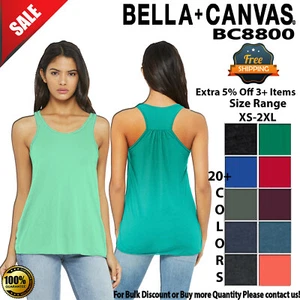 BELLA+CANVAS BC8800 Womens Sleeveless Flowy Racerback Round Neck Stylish Tank - Picture 1 of 22