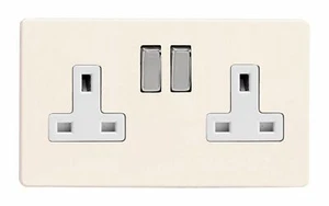 Varilight XDY5WS.PD Screwless Primed 2 Gang Double 13A Switched Plug Socket - Picture 1 of 1