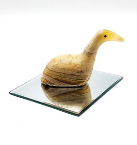 Heavy Alabaster Whimsical Bird Sculpture Paperweight Mid-Century Hand Carved - Picture 1 of 10