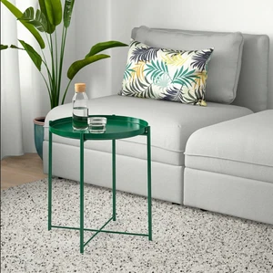 IKEA Gladom Tray Table Round Steel Serving Side Table Green 45x53cm