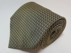 Lauren Ralph Lauren Herren Leinen Baumwollmischung Krawatte handgefertigt marineblau gelb USA - Bild 1 von 5