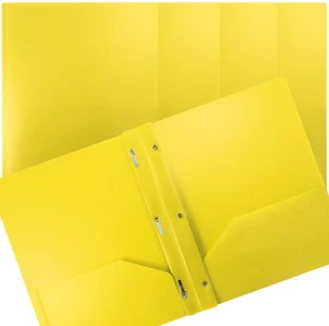 Yellow Plastic 2 Pocket Folders with Prongs Heavyweight Letter Size Poly Fold... - Picture 1 of 5