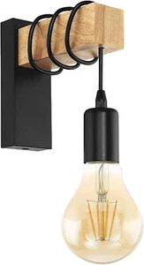 Lightess Wooden Wall Light Vintage Industrial Indoor E27 Stair Hallway Black - Picture 1 of 7