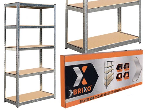 SCAFFALI KIT 5P BRIXO H.180 SILVER 150  2G - Immagine 1 di 1