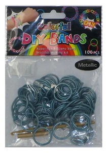 Hágalo usted mismo 100 bandas de telar de silicona con clips y herramienta de telar - azul metálico - Imagen 1 de 1