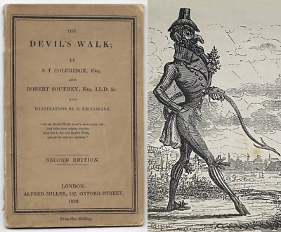 1830 THE DEVIL'S WALK Occult ROBERT CRUIKSHANK Poetry SAMUEL COLERIDGE Antique - Imagem 1 de 4